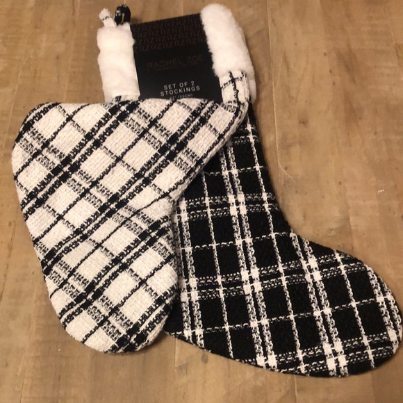 🖤🤍🖤 Rachel Zoe Set of 2 Stockings  22” Los Angeles New York 🖤🤍🖤 NWT - Picture 4 of 5